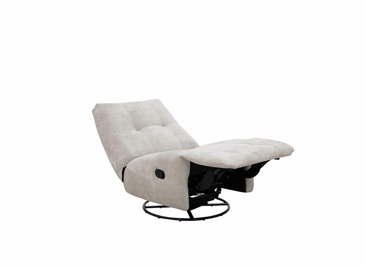 DecoInParis Fauteuil Relax pivotant en Velours chiné Beige LISON