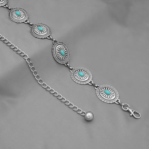 Image of Women's Concho Chain Belt Western Cowgirl Metal Waist Chain Belt for Dress