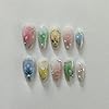TENPAL Green Press on Nails Almond,3D Butterfly & ... #5