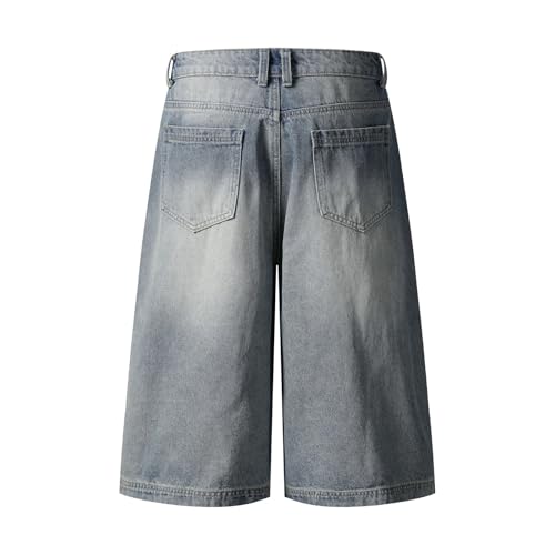 Patchwork Jorts Y2k Vintage Baggy Acid Wash Cropped Frayed Hem Jeans Grunge Denim Wide Leg Pants Streetwear Unisex2