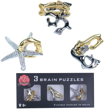 Brain Teaser Puzzle for Adults Puzzles Metal Hole Lock Adult Educational Toy Games for Adults Teens Educational Toy Gift (Gold)