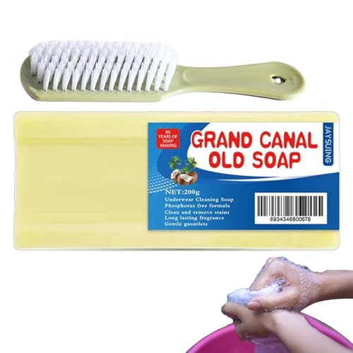 200g Hand Protection Laundry Soap Bar with Brush - Powerful Stain Remover for Underwear