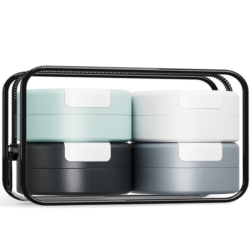 Mrsdry Travel Containers for Toiletries, Magnetic Travel Containers (30ml), TSA Approved Cream Jars with Toiletry Bag, Leak-proof Small Jars with Multiple Labels for Better Organization