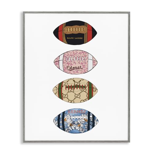 Trendy Glam Footballs Chic Fashion, 11 x 14 Inch Framed Giclée Print