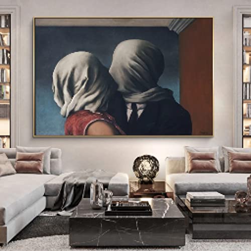 dsdsgog Surrealismo Love Art Mural Canvas Painting Posters and Prints on Canvas Wall Art Pictures para la sala de estar Decoración del hogar 35x50cm Sin marco