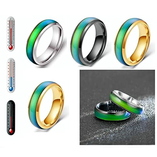 KnBoB 6MM Edelstahl Ring Pärchen Herren und Damen Ring Gold Ring mit Farbwechsel Mode Schmuck Trauring Größe 67 (21.3)