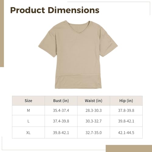 T-shirt col en V femme fluide et ample, le haut basique anti-complexes à manches courtes - 2