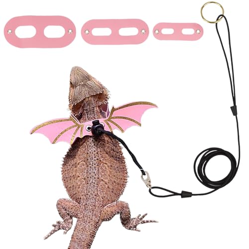 Bearded Dragon Leash Harness, 3 Size Pack Leather Wing Lizard Harness with...