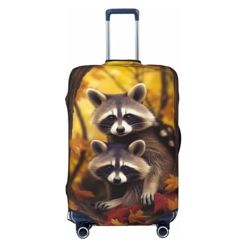 Cute Raccoon Travel Luggage Cover Fits 18/24/28/32 Inch Luggage, Washable Suitcase Cover Protector with Concealed Zipper for Wheeled Suitcase Tsa Approved