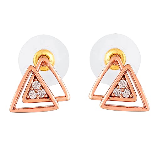 Estele Rose Gold Plated Fancy Small Stud Earrings with Crystals for Girls & Womens (B0C5RFM23P) Amazon Price History, Amazon Price Tracker