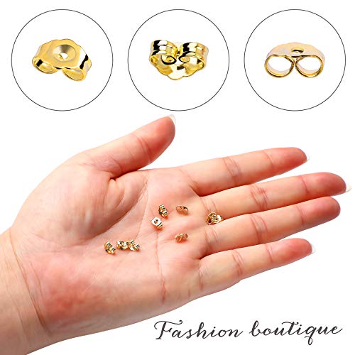 Sannix 30Pcs/15 Pairs Gold Plated Earring Backs Yellow Replacement Secure Ear Lockings #TOP2