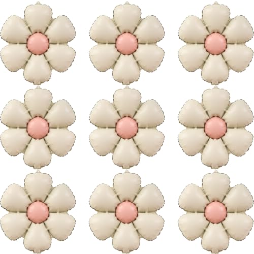 DIADARL Daisy Balloons, Daisy Balloons Flower Theme Party Supplies, Flowers Birthday Party Balloons for Birthday Baby Shower Wedding Party (cream color)