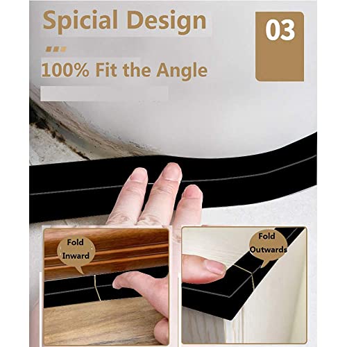 Image of Black Bath Sealant Strip, Shower Sealant, Bath Seal Caulk Tape,Shower Tile Sealer Adhesive sealant,Caulk Tape for Bath & Kitchen (2 Roll Black)