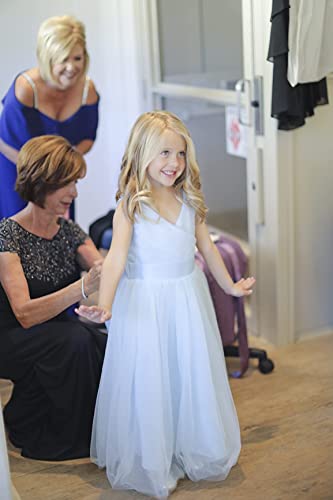 Image of Glamulice Flower Girls Spaghetti Strap Tulle Dress Long A Line Wedding Pageant Dresses Princess Birthday Party Ball Gown
