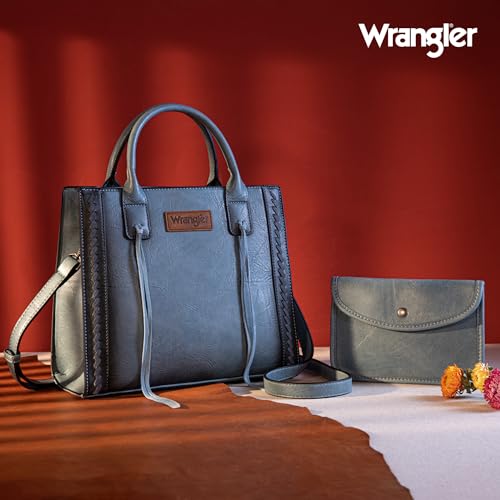 Image of Wrangler Tote Bag for Women Western Cowhide Purse and Wallet Set