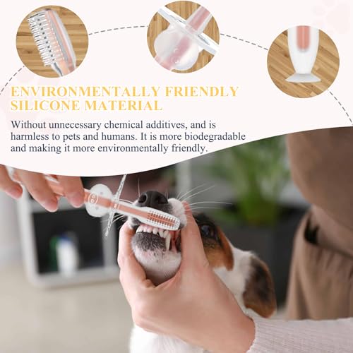 Kit de 6 peças de escovação de dentes de gato, inclui escovas de dentes de silicone 360° para gatos