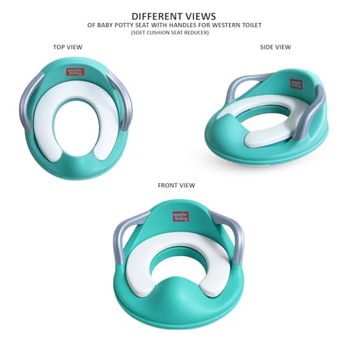 Image of Apple Baby Kids Potty Training Seat with Handles for Western Toilet | Comfortable & Anti-Slip Baby Toilet Trainer PS1067 (GREEN)