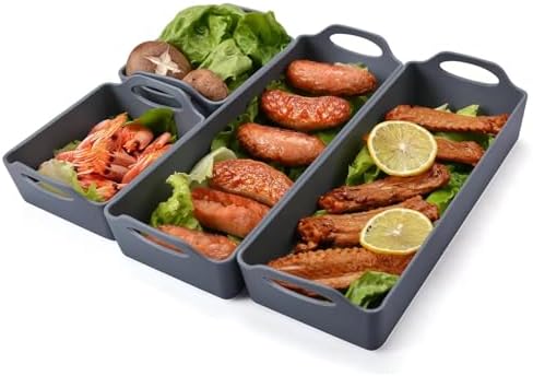 Large Nonstick Bakeware Set Cake Silicone Sheet Pan, Premium Baking Pan Dividers Sturdy Heatproof Handles Non Stick Silicone Sheet Pan Set Suitable for Oven Cooking & Meal Prep(4 Dividers) - Thumbnail 3