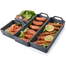 Large Nonstick Bakeware Set Cake Silicone Sheet Pan, Premium Baking Pan Dividers Sturdy Heatproof Handles Non Stick Silicone Sheet Pan Set Suitable for Oven Cooking & Meal Prep4 Dividers