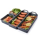 Large Nonstick Bakeware Set Cake Silicone Sheet Pan, Premium Baking Pan Dividers Sturdy Heatproof Handles Non Stick Silicone Sheet Pan Set Suitable for Oven Cooking & Meal Prep(4 Dividers)