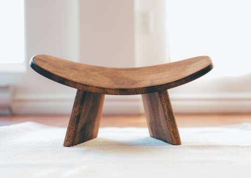Bluecony Meditation Bench Ikuko Basic, Preassembled Version, Wooden Kneeling Ergonomic Seiza - Solid Wood Dark Walnut, High Height (8" Or 20 Cm) #TOP16