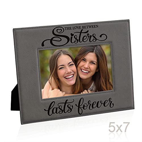 The Love Between Sisters Lasts Forever - Engraved Leather Photo Frame - Big Sister, Little Sister, Maid Of Honor, Matron Of Honor Wedding Gifts, Christmas Gifts, Birthday Gifts (5X7-Horizontal) #TOP4
