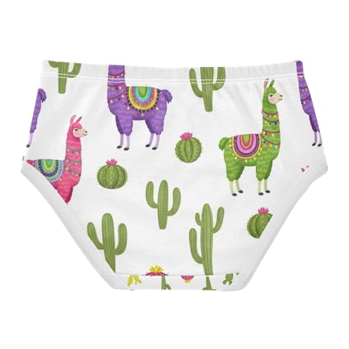 Colorful Llamas Cactus Cute Girls' Underwear, Toddler Girl Briefs, Girls Underwear Cotton, 2–8 Years2