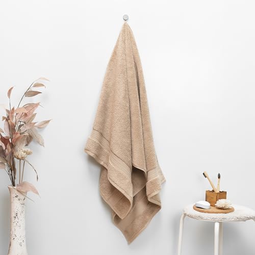 Image of Plushwave Bath Towel, 100% Cotton Zero Twist Yarn, 620 GSM Soft & Extra Absorbent Plush Towel for Bathroom & Shower, Beige