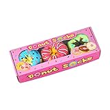 Funny Donut Socks Box for Women Teen Girls Ladies - Valentines Novelty Gifts for Girlfriend Daughter Mom Donut Gifts Funky Food Cute Crazy Silly Socks Birthday Fun Gifts Ideas Christmas Stocking Stuffers (3 pairs)