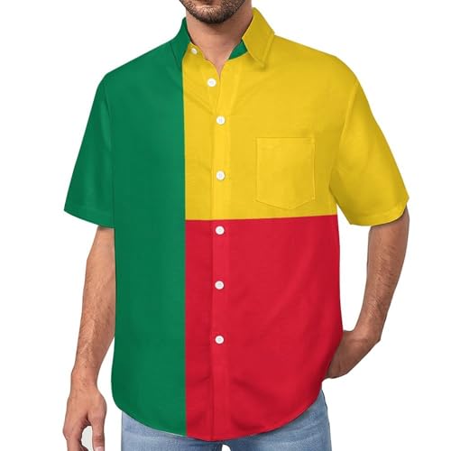 Chemise homme manches courtes imprimé Bénin 3D légère et fluide taille S-7XL