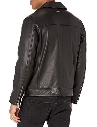 Dkny Men's Jonny Asymmetrical Leather Moto, Black, Large #TOP1