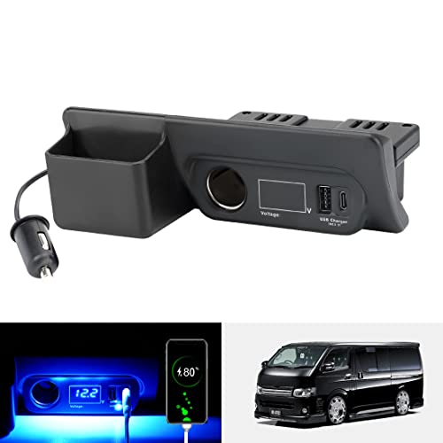 SUNVIC トヨタ ハイエース 200系 増設電源ユニット QC3.0 USBポートx1 カーソケットx1 ブルーLED ライト 増設用キット 同時充電