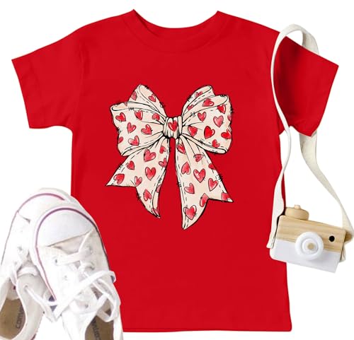 Image of LAZYCHILD Kids Valentine Shirt Girls Valentines Day Shirts Heart Graphic Long Sleeve Striped Tee Tops 5-14 Years