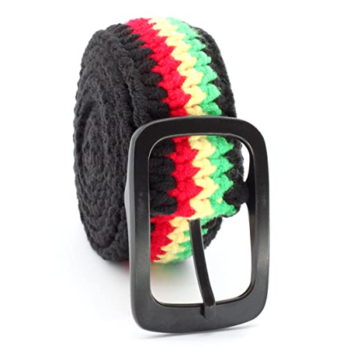 Hand Knitted Cotton Women's Belt With Black Zinc Alloy Buckle Jamaican Rasta Afro Caribbean2
