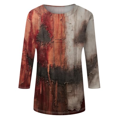 Image of Women Spooky Halloween Graphic Shirt 3 /4 Length Sleeve Crewneck Top | Halloween Funny Printed Pumpkin Plus Size Tshirts 2026 Fall Outfits Skeleton Tee Going Out Tops