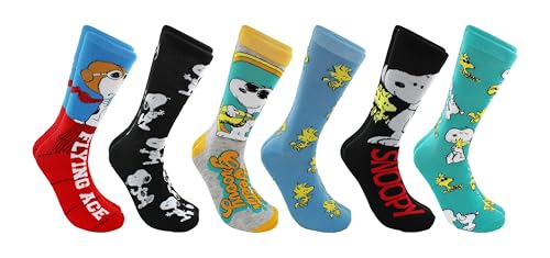 Hyp Peanuts Snoopy & Woodstock Adult Casual Crew Socks 6-Pack Size 6-12