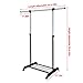 LiaMeE Adjustable Clothing Rack for Hanging Clothes, Heavy Duty Garment Rack with Wheels，Free Standing Rolling Clothes Rack with Shelf & Grid, Easy Assembly Standard Rod, Black & Chrome