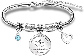 WTOPP Nana Bracelet Nana Gifts from Grandson Nana Birthday Christmas Gifts Adjustable Snake Bangle Bracelets Gifts for Nana Jewellery The Love Between Nana And Grandson Is Forever