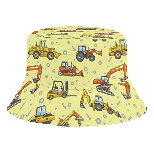 Funny Caterpillar Truck Tractor Kids Hats Children's Bucket Fisherman Cap Outdoor Summer Travel Beach Hats
