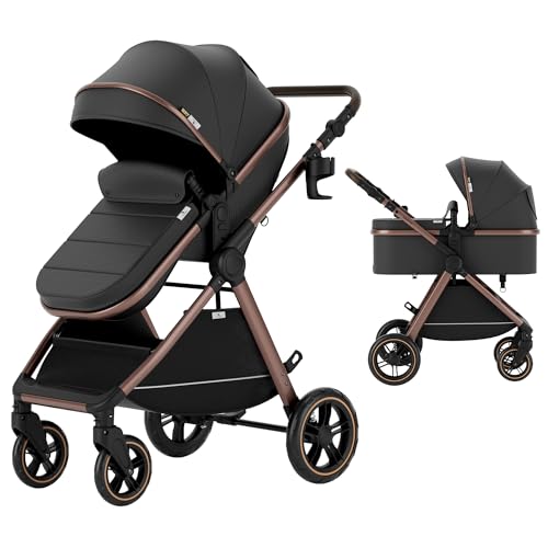 Accombe Baby Stroller, 2 in 1 Newborn Stroller Convertible Bassinet for Infant Toddler Pram with...
