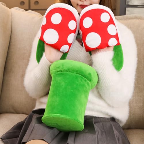 Jfxgjuv Piranha Plant Slippers Mushroom Slippers with Holder Cannibal Flower Home Wear Slippers Winter Plush House Slipper Funny Shoes for Women Men Teens4