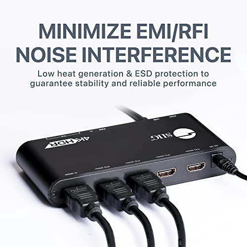 Siig 1X4 Hdmi 4K @60Hz Hdr Splitter W/Edid Management | Yuv 4:4:4 8-Bit | Yuv 4:2:0 10Bit | Hdmi 2.0, Hdcp 2.2, 18Gbps | Auto Scaling, Low Heat, Cascadable, Firmware Upgradable | 4 Port, 1 In 4 Out #TOP4