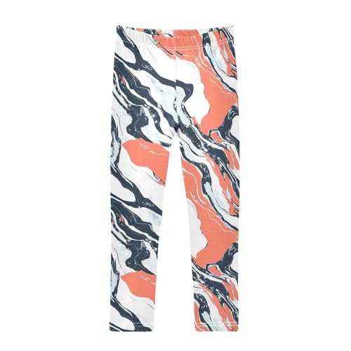 Marble Colorful Girls Casual Leggings for Kids Printed Long Pant Bottoms Stretch and Soft