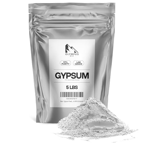 Olympus Myco 97% Pure Gypsum Powder 5 lbs High Solubility Calcium Sulfate Dihydrate for Soil Gardens Lawns Soil Conditioner