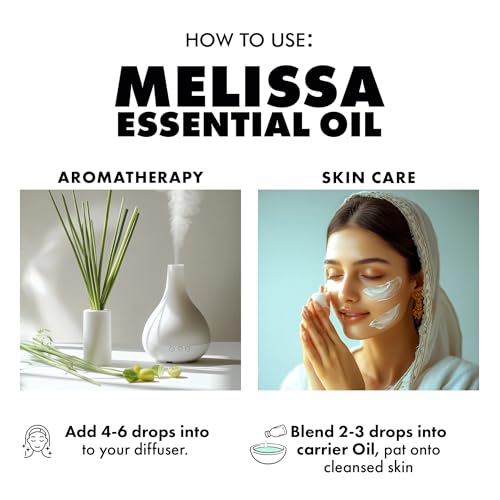 Image of Esslux Melissa Essential Oil for Comfortable Skin - Therapeutic Grade Melissa Oil - Perfect for Aromatherapy, Sensitive Skin, Sleep & Stress - Use in Diffusion or on Skin - 30 ML