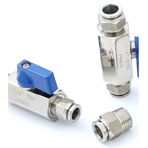 Válvula de bola acero inoxidable SS304 para tubos neumáticos de 8mm a presión rápidos 6