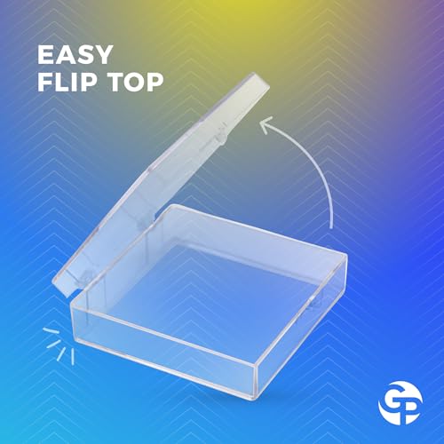 Image of 20-Pack Clear Hard Plastic Hinged Lid Storage Containers 2.56 inchL x 2.56 inchW x 0.75 inchH each, Made in USA, Small Acrylic Boxes for Display and Collectibles, by Gary Plastic Packaging