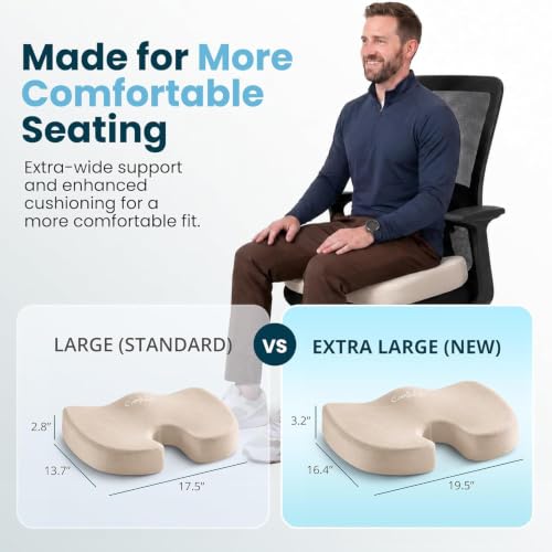 Image of ComfiLife Extra Large Gel & Memory Foam Seat Cushion - Doctor Recommended Office Chair Cushion, Car Seat Cushion - Back & Sciatica Pain Relief - Wide Seat Cushion for Big & Tall (Beige)