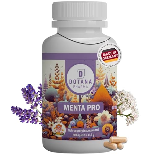 Dotana Menta Pro Schlaf-Supplement – 60 Kapseln mit Baldrianwurzel, Lavendel, Passionsblume, Taurin, L-Tryptophan & Vitamin B – Natürlich für Guten Schlaf & Entspannung – 100% Vegan