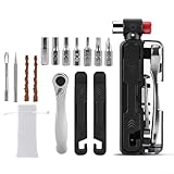 Kit de herramientas de reparación de bicicletas multiherramienta de 172-184 g con 7 palancas de neumáticos de trinquete de llave hexagonal, tiras de goma vulcanizadas para reparación de pinchazos en